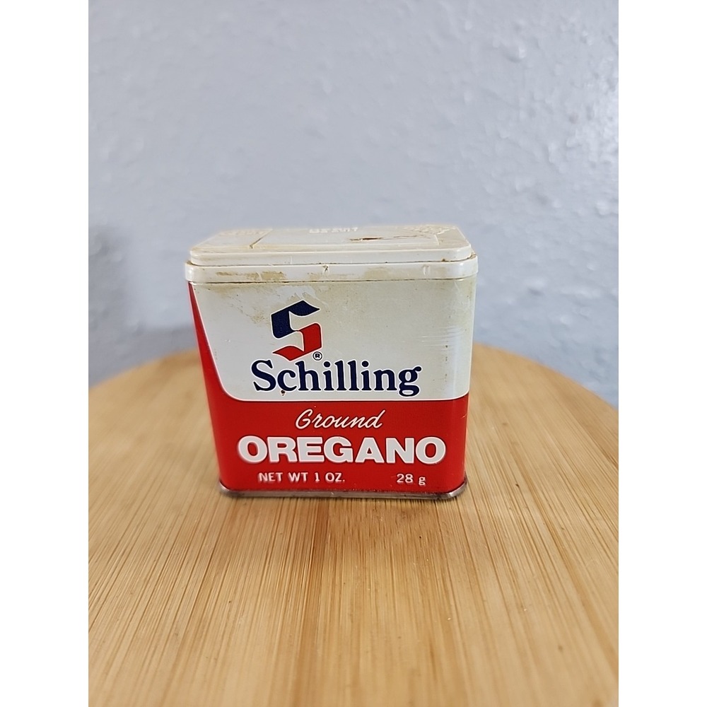Schilling McCormick Metal Spice Tin‎ Ground Oregano Vintage EMPTY!